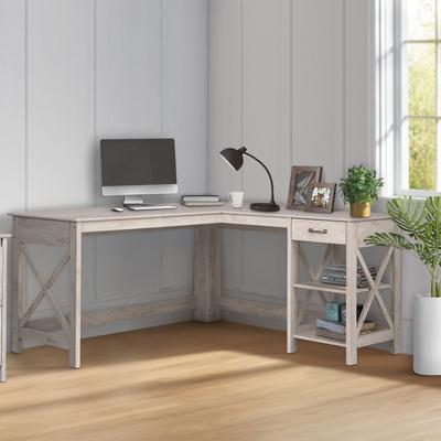 Honduras L-Shape Desk with 1 Drawer and 1 Open Shelf by Saint Birch in Gray