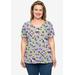 Plus Size Women's Minnie Mickey Mouse Love V-Neck T-Shirt All-Over Print Gray by Disney in Grey (Size 4X (26-28))