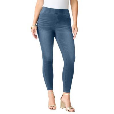 Plus Size Women's 360 Stretch Jegging by Denim 24/7 by Roamans in Medium Stonewash (Size 42 W) Pull On Jeans Denim Legging