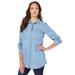 Plus Size Women's Olivia Denim Big Shirt by Roaman's in Light Wash (Size 40 W) Bigshirt