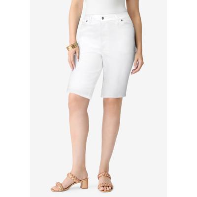 Plus Size Women's Plus Size Classic Stretch Bermuda Short by Denim 24/7 by Roamans in White Denim (Size 40 W)