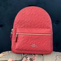 Coach Bags | Brand New Red Embossed Leather Coach Backpack! | Color: Red | Size: Os