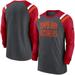 Men's Nike Heathered Charcoal/Red Tampa Bay Buccaneers Tri-Blend Raglan Athletic Long Sleeve Fashion T-Shirt
