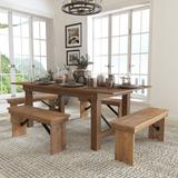 Flash Furniture Montana 3 Piece Dining Set Wood in Brown/Green | 30" H x 40.25" W x 84" L | Wayfair XA-FARM-1-GG