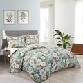 Nanshing America, Inc Tori 3 Piece Floral Quilt Set Polyester/Polyfill/Microfiber in Green/White | King | Wayfair Rosehip3-K-GRNW