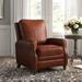 Lark Manor™ Andrena Genuine Leather Recliner w/ Nailhead Trim Genuine Leather in Brown | 42 H x 32.5 W x 38.5 D in | Wayfair