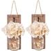 Gracie Oaks 2-Pack Rustic Wall Sconces w/ Mason Jars Wrought Hooks, Led Fairy Lights, Timer, Remote in Brown | 10.2 H x 5.1 W x 1.1 D in | Wayfair