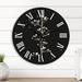 East Urban Home Abstract Monochrome Vintage Plant Silhouettes II Wall Clock Metal in Black/White | 16 H x 16 W x 1 D in | Wayfair