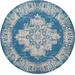 Nourison Grafix GRF14 Blue 8' Round Large Rug - Nourison GRAFX