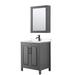 Daria 30 Inch Single Bathroom Vanity in Dark Gray, Light-Vein Carrara Cultured Marble Countertop, Undermount Square Sink, Matte Black Trim, Medicine Cabinet - Wyndham WCV252530SGBC2UNSMED