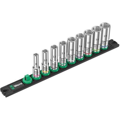 Set mit 9 Zyklop-Deep-Steckschlüsseleinsätz 3/8" WERA Nuss-Magnetleiste B Deep 1