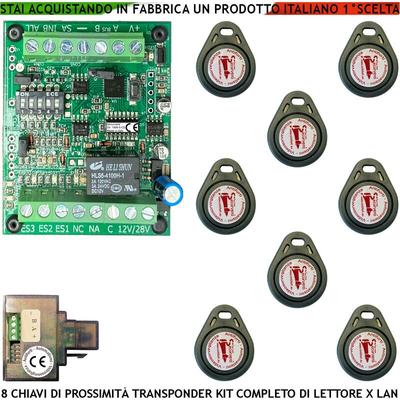 Kit Chiave Elettronica di Prossimità 8 Trasponder Lettore Modulo lan Universale 501 RJ45