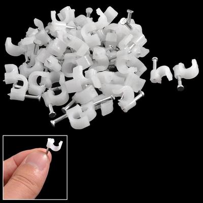 60 Pcs Wall Mount 5mm Dia Electric Cable Circle Nail Clips Fasteners - White