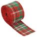 2 Inch Wide 6.56 Yards Gingham Ribbon Wired Edge, Green Red and White - 2 inch x 6.56 Yard (W*L)