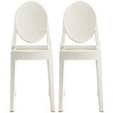 Set of 2 Stackable Victorian Style Acrylic Dining Chairs, Ghost Vanity Chair for Indoor or Outdoor Use, White