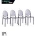 Set of 4 Smoke Transparent Designer Chairs Desk Kitchen Dining Crystal Restaurant Living Room Work Patio Garden Molded