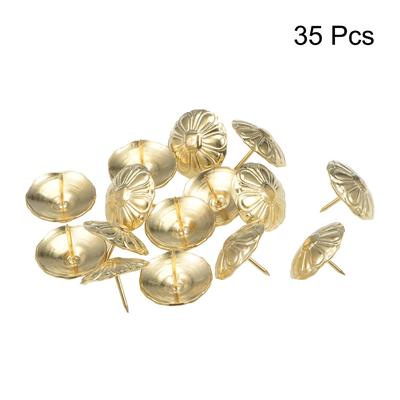 Upholstery Nails Tacks 24mm Head Dia Round Thumb Push Pins 35 Pcs - Gold Tone - 24mm x 19mm, 35 Pieces