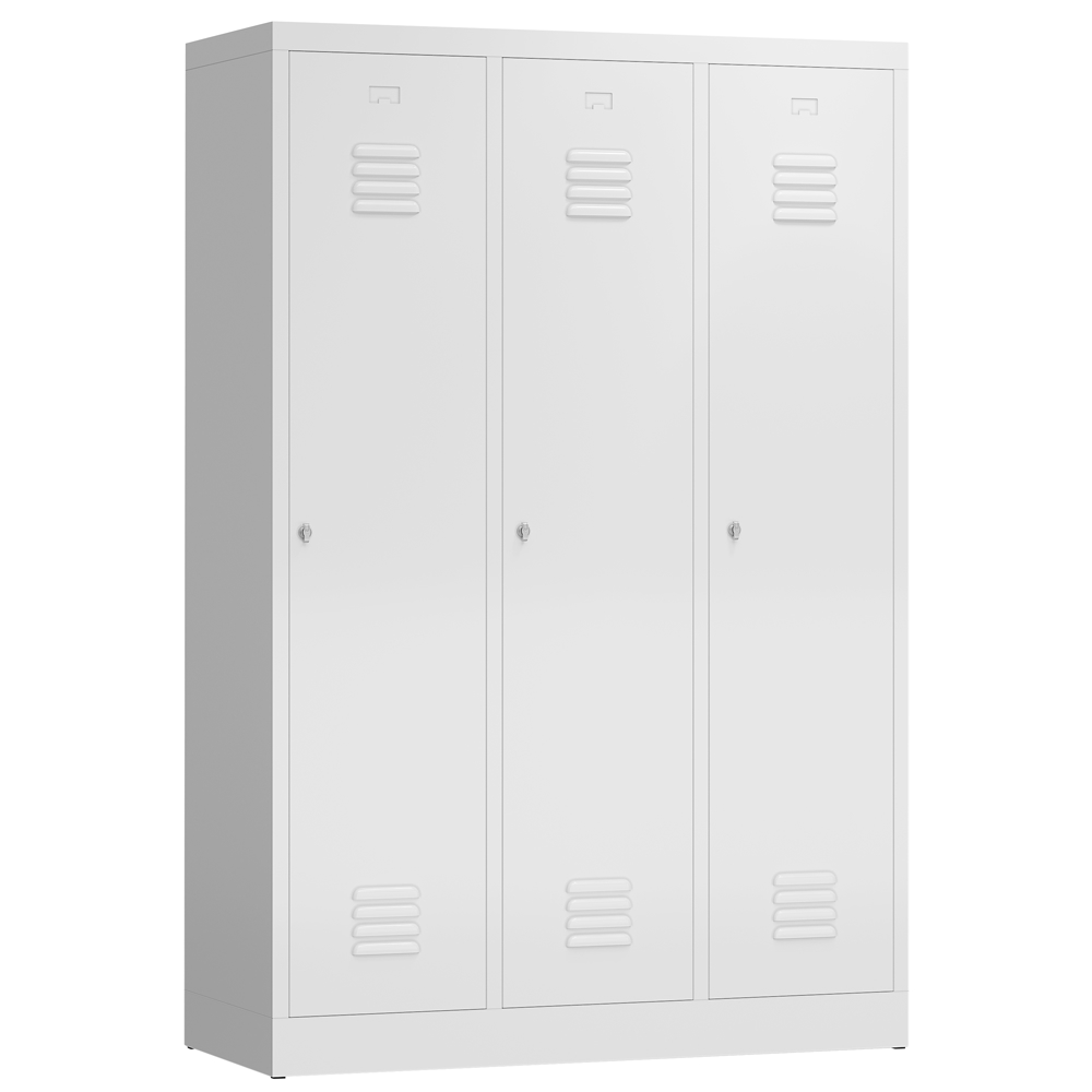 ClassiX Garderobenschrank, 3 Abteile mit S/W-Trennung, 1800 x 1185 x 500 mm, signalweiß Image