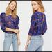 Free People Tops | Free People Dock Street Blue Floral Ruffle Blouse | Color: Blue | Size: M