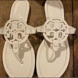 Tory Burch Shoes | Cream Patent Tory Burch Miller Sandal | Color: Cream | Size: 10.5