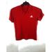 Adidas Shirts | Adidas Men's Large Polo Short Sleeve Button Red White Logo Polyester Shirt A41 | Color: Red | Size: L