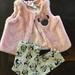 Disney Matching Sets | Minnie Mouse Faux Fur Vest W/Leggings 18 Mo | Color: Cream/Pink | Size: 18mb