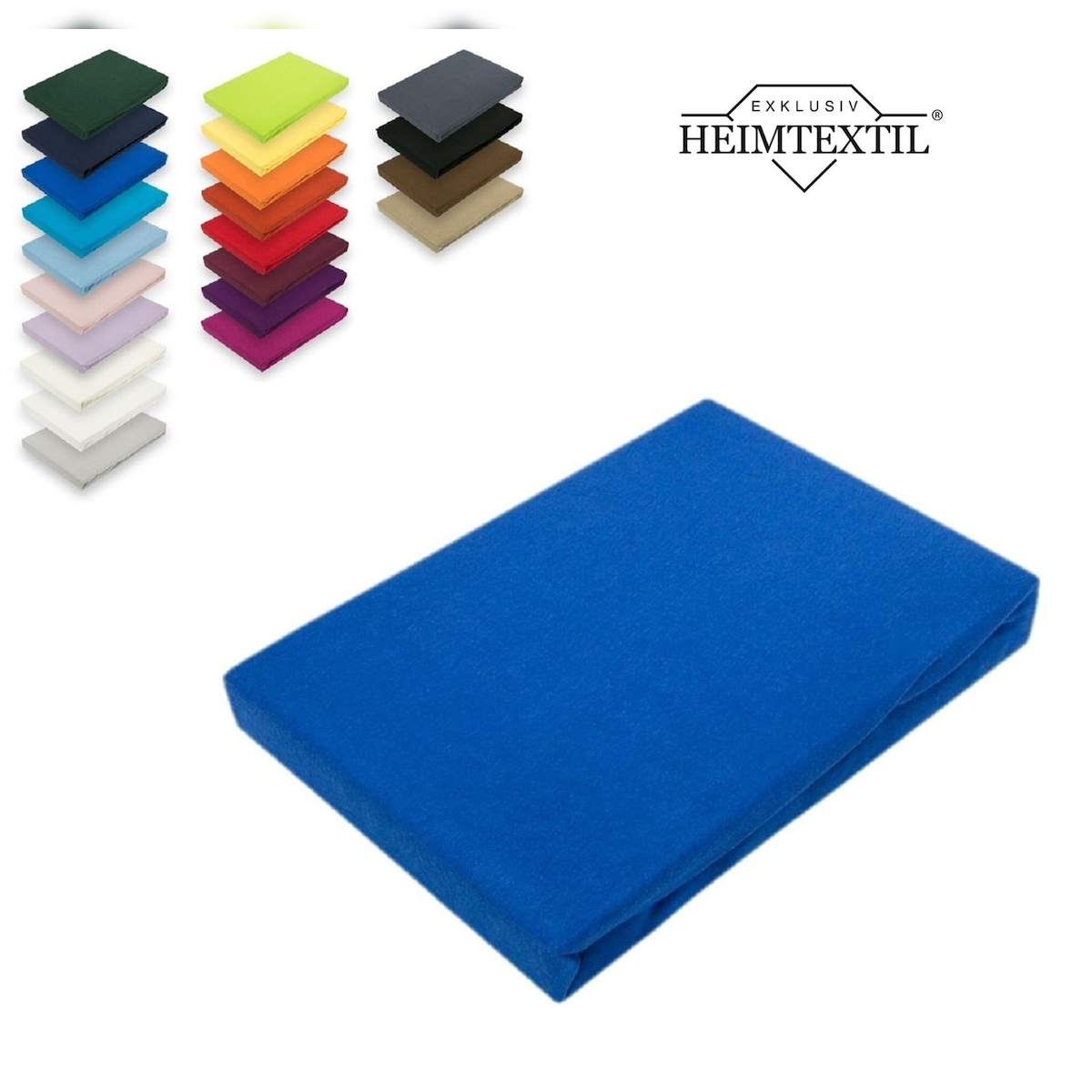 EXKLUSIV HEIMTEXTIL Topper Jersey Spannbettlaken Spannbetttuch Bettlaken Marke 200 x 220 cm Royalblau Image
