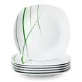 VEWEET 'Aviva' 6-Piece 9.75" Dinner Plate Ivory White Porcelain Black Decals Round Plates Dinning Set Ketchen Service Porcelain China Dinner Plate (24.7 * 24.7 * 2.2)