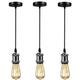 Biqing 3PCS Vintage Pendant Lighting Ceiling Rose Lamp Fitting E27 Socket with Flex Cable for Dinning Room Hall Bedroom,Brushed Nickel, Pearl Black