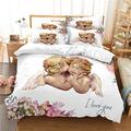 LLSZAHD King Size Bedding White Cherub Bedding Set With Zipper Closure Fluffy, Duvet Cover Set 230x220 cm Includes 2 Pillowcases 50x70 cm