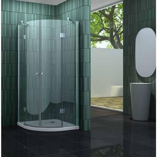 Duschkabine clarabo 90 x 90 x 180 cm (Viertelkreis) ohne Duschtasse – Klarglas