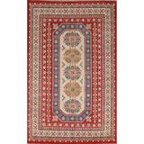 Geometric Kazak Oriental Wool Area Rug Hand-knotted Living Room Carpet - 6'11" x 9'8"