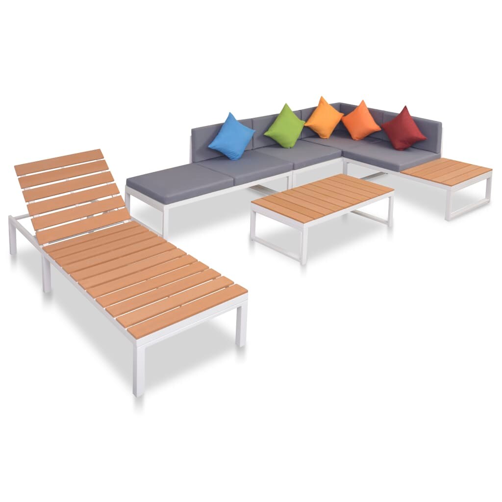 vidaXL 5-tlg. Garten-Lounge-Set mit Auflagen Aluminium und WPC Image