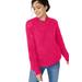 Plus Size Women's Pointelle Mockneck Pullover by ellos in Pink Raspberry (Size 34/36)