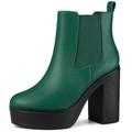 Allegra K Women's Platform Chunky High Heels Chelsea Ankle Boots Turquoise Green 5.5 UK/Label Size 7.5 US