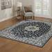 Gray 114 x 0.4 in Area Rug - Gertmenian Beryl Lamar Navy/Traditional Medallion Border Area Rug Polypropylene | 114 W x 0.4 D in | Wayfair 46297