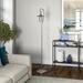 Bay Nautical Floor Lamp with Glass Shade in Brushed Nickel/Clear - Hudson and Canal FL1412