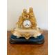 Antique Victorian French Ornate Ormolu And Alabaster Mantle Clock