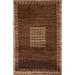 Brown Geometric Gabbeh Kashkoli Rug Hand-knotted Wool Carpet - 1'7" x 2'4" Square
