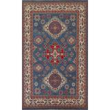 Geometric Kazak Oriental Wool Area Rug Hand-knotted Living Room Carpet - 6'7" x 9'11"