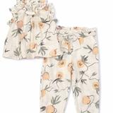 Jessica Simpson Matching Sets | Jessica Simpson Designer Boutique Peaches 2 Piece Baby Girl Outfit | Color: Cream | Size: 12mb