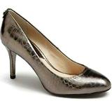 Michael Kors Shoes | Michael Kors Mk Metallic Gun Metal Pewter Embossed Snakeskin Pumps Heels | Color: Brown/Gray | Size: 6