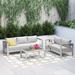 Ivy Bronx Shore Sunbrella Fabric Outdoor Patio Aluminum 3 Piece Set Metal in Gray | 25 H x 76.5 W x 27.5 D in | Wayfair