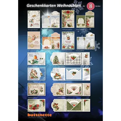3D-Bastelmappe Geschenkkarten Weihnachten, für 8 Karten