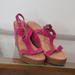 American Eagle Outfitters Shoes | Aeo American Eagle Outfitters Pink Suede Wedge Sandals Size 10 | Color: Brown/Pink | Size: 10