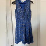 Madewell Dresses | Madewell Blue Floral Woodcut Silk Pleated Minidress Sleeveless Dress 0 | Color: Blue | Size: 0