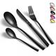vancasso Cutlery Set, Black Cutlery Set for 6 People, 24 Piece Tableware Cutlery Set for Home Restaurant Party, Knife and Fork Set Include Dinner Forks/Spoons/Knives, Square Edge & Mirror Polished