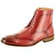 My Perfect Pair Men's Italian Style Leather Lined Chelsea Ankle Chukka Brogue Boots, Burgundy UK Size 8 / EU Size 42