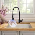 FLG LED Kitchen Sink Faucets w/ Pull Down Sprayer Brass Brushed Nickel Single Handle Single Faucet in Black | 16.1 H x 8 W x 8 D in | Wayfair