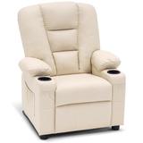 Hokku Designs Whitson Big Recliner w/ Cup Holders for 3+ Age Group, Faux Leather 7322 Foam in White | 33.1 H x 26.4 W x 27.6 D in | Wayfair